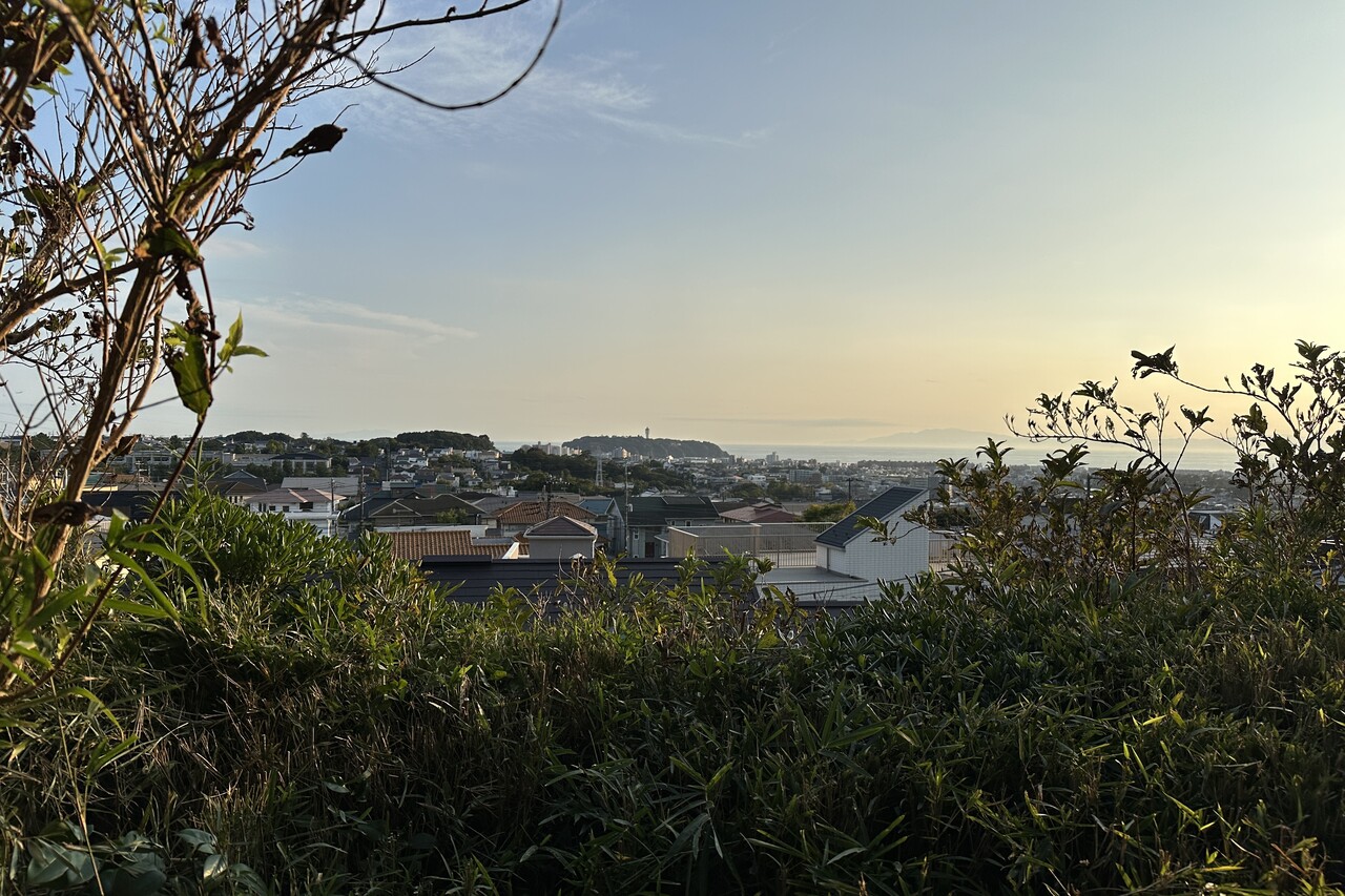 iPhoneの標準レンズ（換算24mm）で撮った見晴台からの江ノ島、シーキャンドル<br>iPhone 14 Pro + iPhone 14 Pro back triple camera 6.86mm f/1.78 <br>6.9mm ISO80 f/1.8 1/5263s